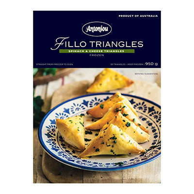[ANTFILTRI-B] Antoniou- Filo Spinach & Cheese Triangles 12 x 375g