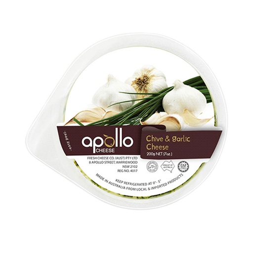 [APOCRECHECHIGAR125] apollo cream cheese chive & garlic 12 x 125g [B]