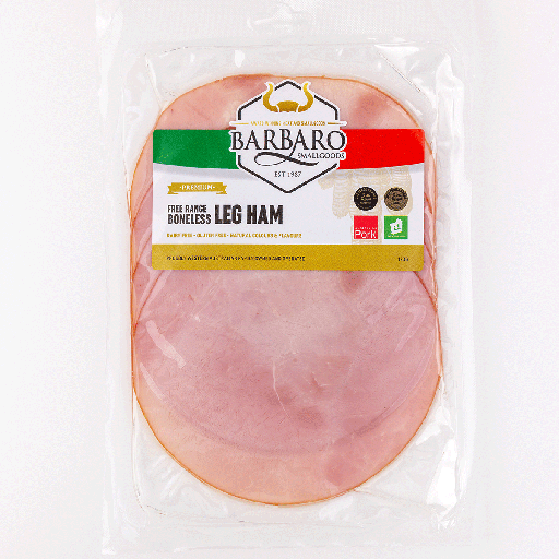 [BARRETHAMFRE120-B] Barbaro Retail Leg Ham Free Range Sliced 12 x 120g