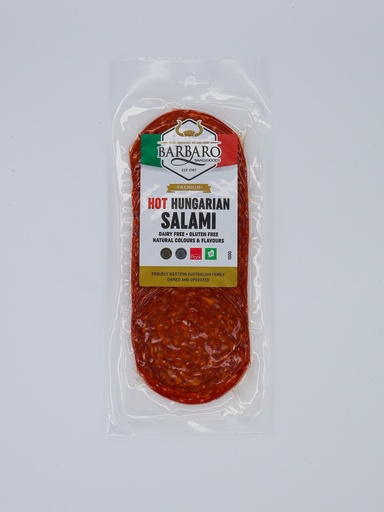 [BARRETHUNHOT100-B] Barbaro Retail Salami Hungarian Hot Sliced 12 x 100g