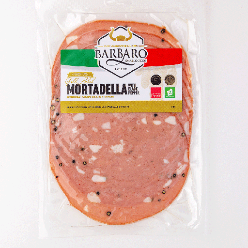 [BARRETMORPEP150] barbaro RETAIL mortadella pepper sliced 12 x 150g [B]