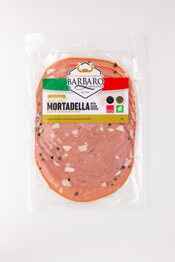 [BARRETMORPEP150-B] Barbaro Retail Mortadella Pepper Sliced 12 x 150g