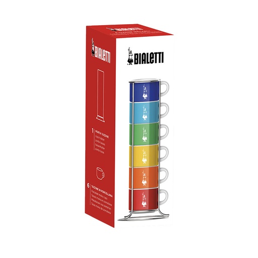 [BIACUPCOL6-B] Bialetti- Cup Colour Stackable Set 6* (TAZZ110)