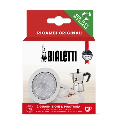[BIAGASRUB18-B] Bialetti- Gasket Rubber 18 Cups - 6 Pcs /Bag* (800007)
