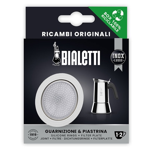 [BIAGASSIL1_2-B] Bialetti- Gasket Silicon + Filter 1-2 Cup Inox* (800410)