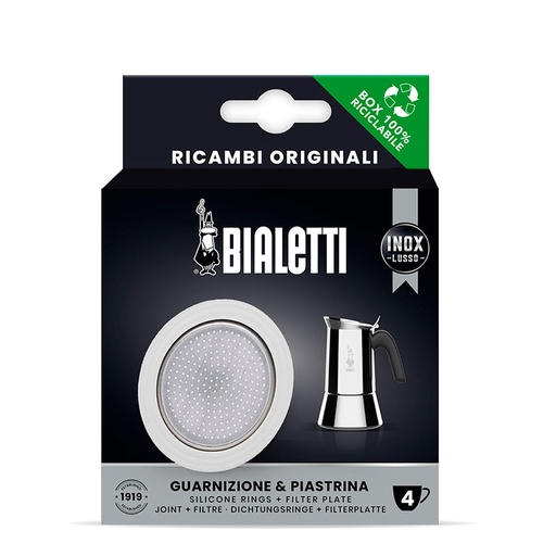[BIAGASSIL4-B] Bialetti- Gasket Silicon + Filter 4 Cup Inox* (800411)