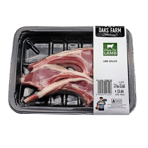 [BUTRETLAMCUT-K] The Oaks Retail Trays Lamb Cutlets 500gm