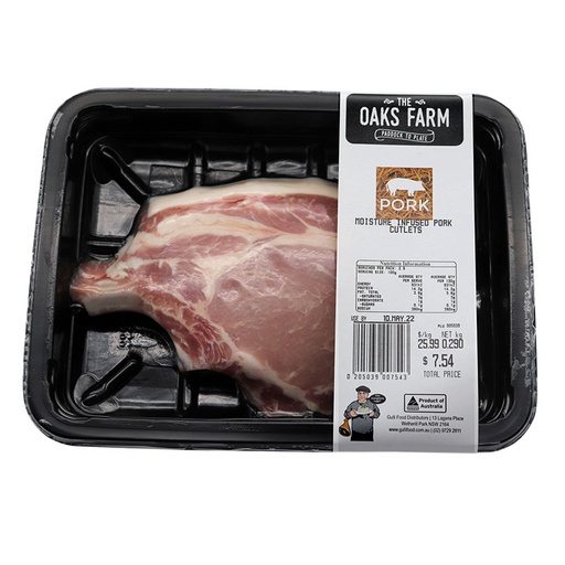 [BUTRETPORCUT-K] The Oaks Retail Trays Pork Cutlets 300gm