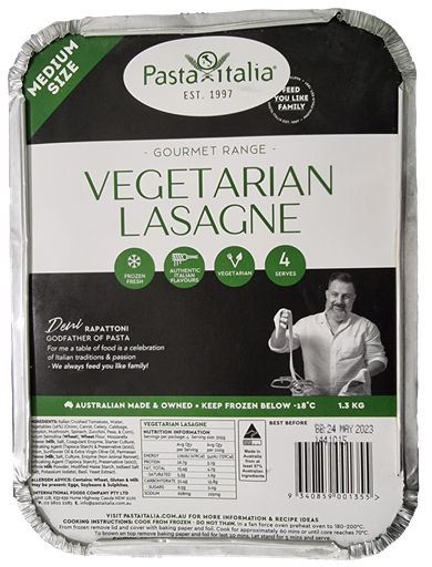 [PASITALASVEG1.3-B] Pasta Italia- Froz Lasagne Vegetarian 4 x 1.3kg*
