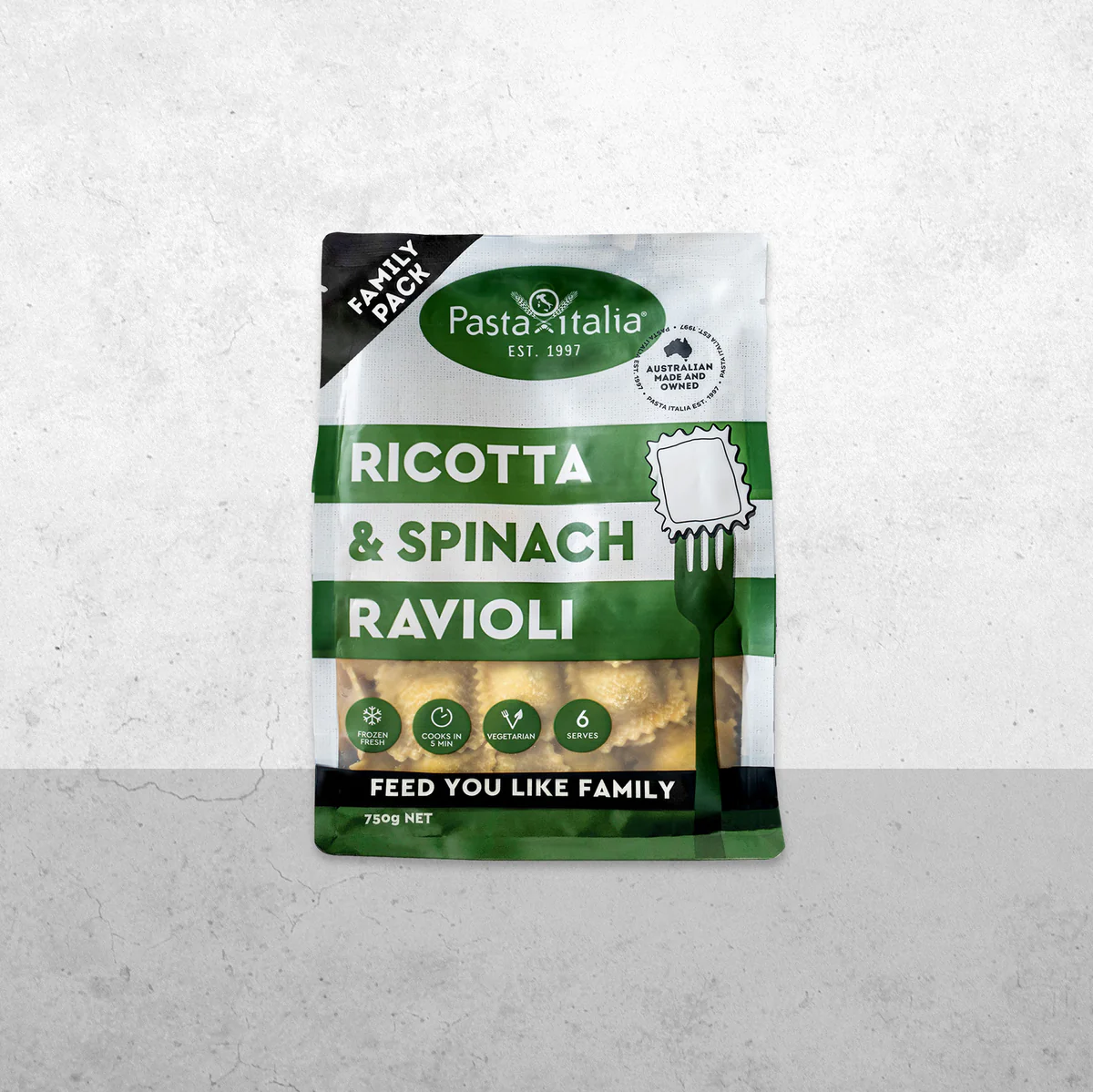 [PASITARAVSPIRIC-B] Pasta Italia- Froz Gourmet Ravioli Spin Ric 10 x 750gm