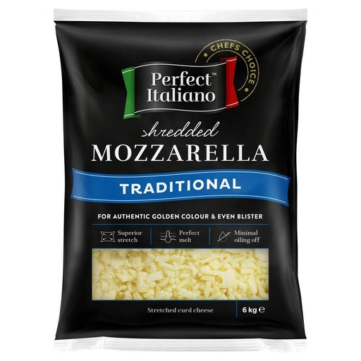 [PERMOZSHR6-B] Perfect- Traditional Mozzarella Shredded 2 x 6kg