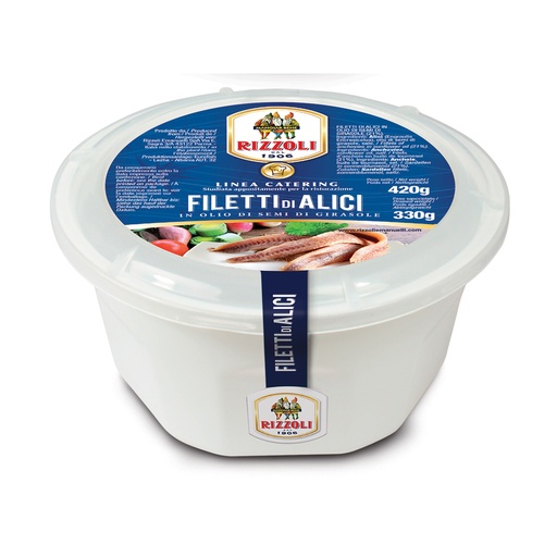 [RIZANC420-B] Rizzoli- Anchovy Fillets In Sunflower Oil 6x420g
