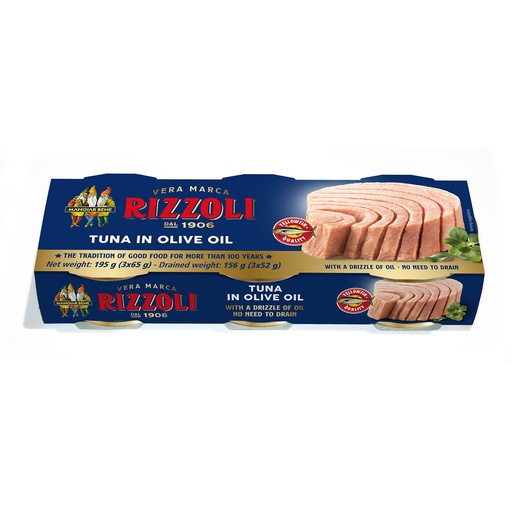 [RIZTUN65-B] Rizzoli- Tuna In Olive Oil 32 (3x65g Cluster)