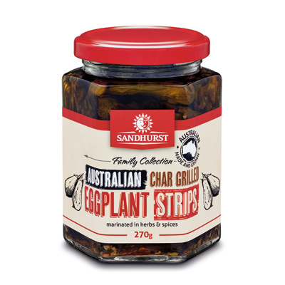 [SANEGGSTR270-B] Sandhurst- Char Grilled Eggplant Strips 6x270g