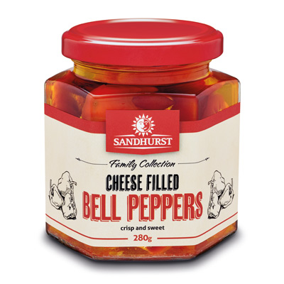 [SANPEPCHE280] SANDHURST bell peppers w cheese 6x 280g (CHEESEBELLE280) [B]