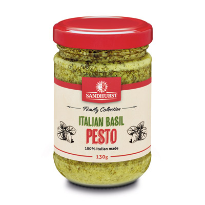 [SANPESBAS130-B] Sandhurst- Basil Pesto 12 x 130g (PESTO130)