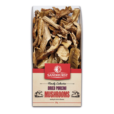 [SANPORDRI50] SANDHURST DRIED PORCINI MUSHROOMS 6 x 50g [B]