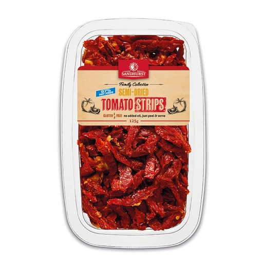 [SANTOMSEMSTR125-B] Sandhurst- Semi Dried Tomato Strips Rte 6x125g (RTEJS)