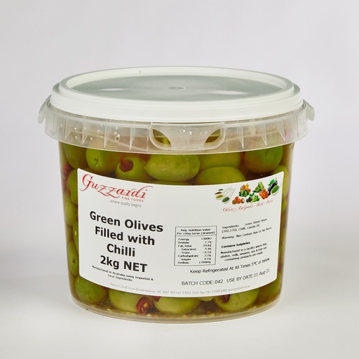 [GUZOLICHI2-UC4] Guzzardi Olives Queen Stuff W Chilli x2kg