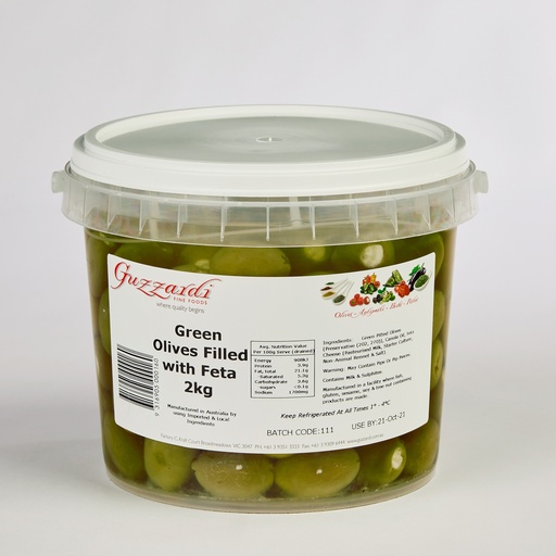 [GUZOLIFET2-UC4] Guzzardi- Olives Queen Stuffed W Fetta 2kg