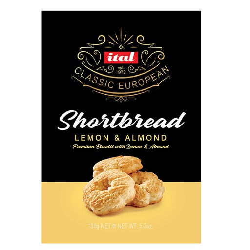 [ITABISLEMALMSHO] ital biscuit lemon & almond shortbread 6 x150g* [B]