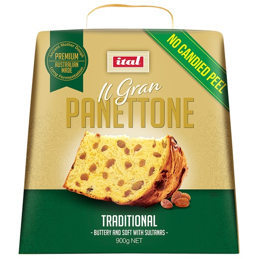 [ITAPANNOCANPEE900-B] Ital- Panettone Gold (no candied peel) (box) 900g x6* (SI-PANMP9)
