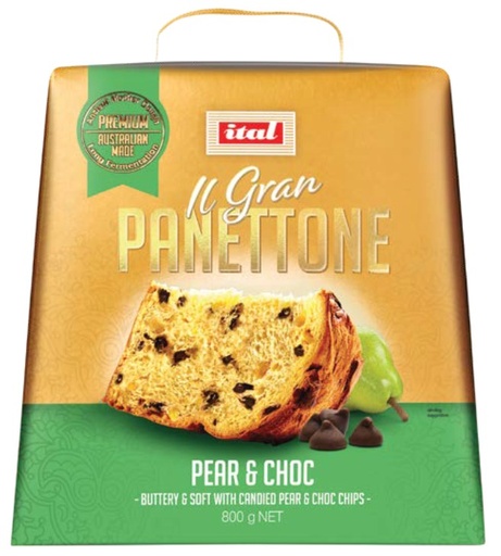 [ITAPANPEACHO800-B] Ital- Panettone Gold Pear & Chocolate (box) 800g x6* (SI-GPEAC800)