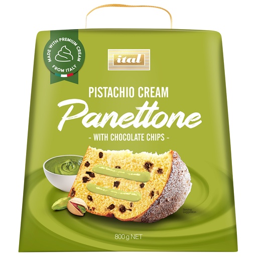 [ITAPANPISCHO800-B] Ital- Panettone Cream Pistachio & Choc Chip (box) 800g X6* (SI-PISC8)