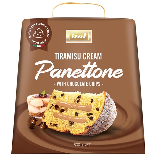 [ITAPANTIRCHO800-B] Ital- Panettone Cream Tiramisu & Choc Chip (box) 800g x6* (SI-TIRC8)