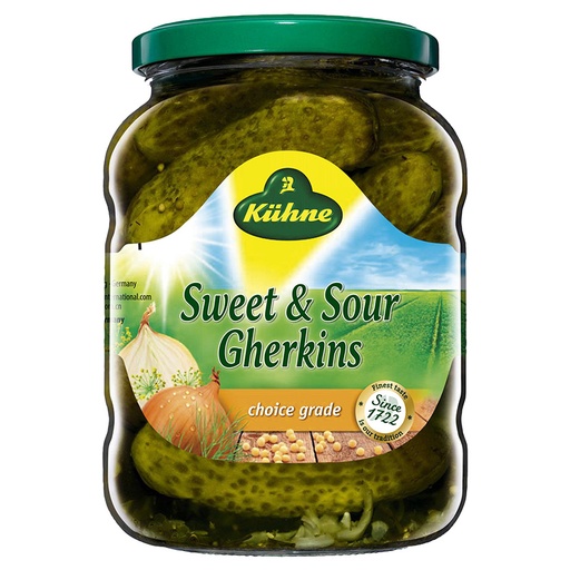 [KUHGHESWESOU670-B] Kuhne- Gherkins Sweet & Sour 12x670g (40801)