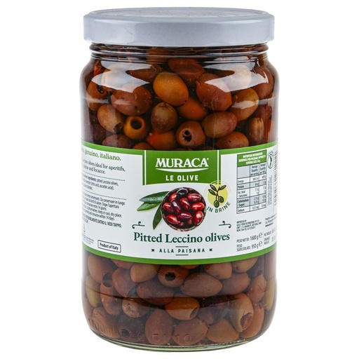 [MUROLILECPIT580-B] Muraca- Olives Leccino Pitted 6x580g