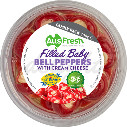 [AUSBELPEP300-B] Ausfresh- Bell Peppers W Cream Cheese 6 x 300g