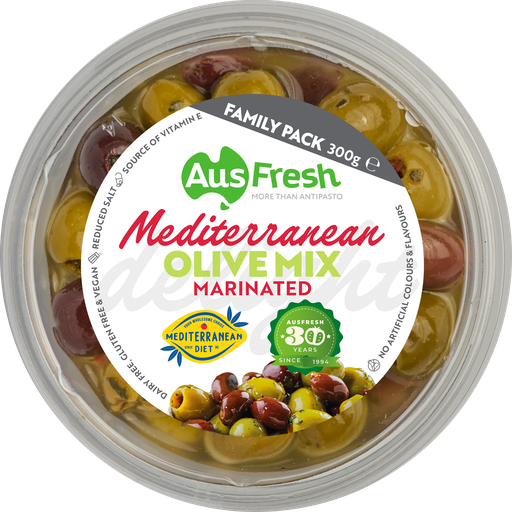 [AUSMEDOLIMIX300-B] Ausfresh- Mediterranean Olive Mix 6 x 300g