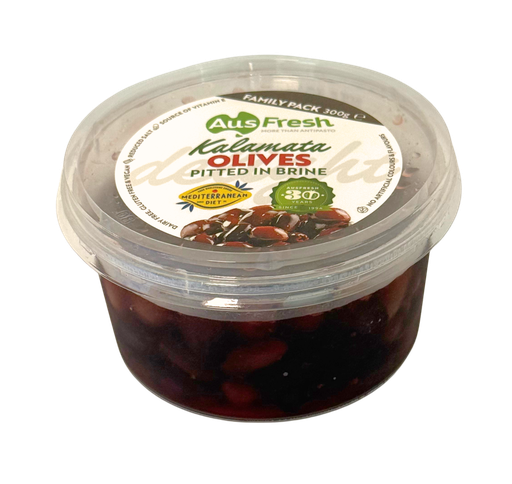 [AUSOLIKALPIT300-B] Ausfresh Kalamata Olives Pitted in Brine (890183) 6x300gm 