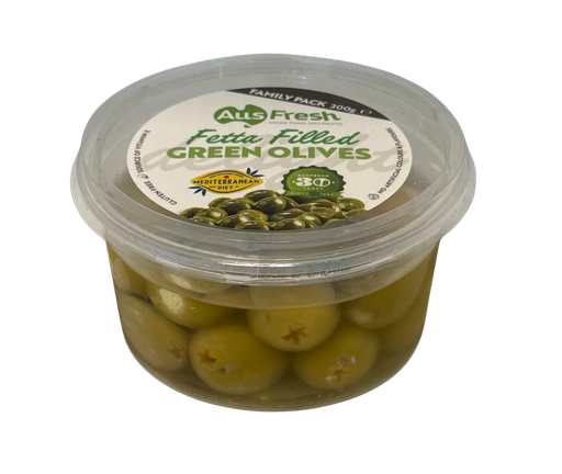 [AUSSTUGREOLI300-B] Ausfresh- Stuff Green Olives W Fetta/Cream Cheese 6 x 300g (890770)