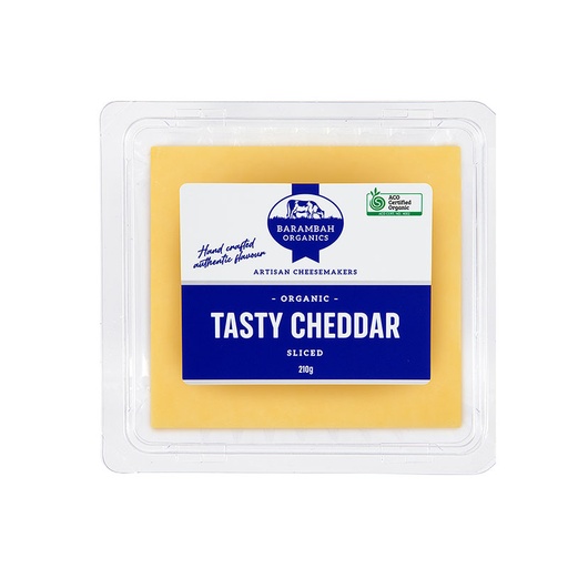 [BOCHESLI210X12-B] Barambah Organics- Dumaresq River Cheddar Sliced 210g x 12