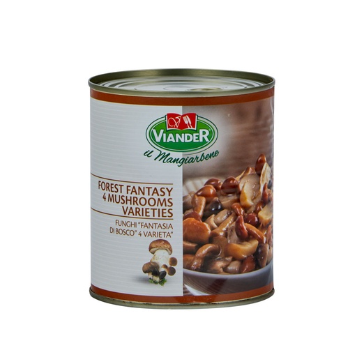 [VIAMUSVAR800-U] Viander- Forest Fantasy 4 Mushroom Variety 800g Tin (05262)