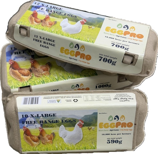 [EGGXLRT18-B] Eggpro- Free Range XL Eggs 10 Retail Packs Of 18 (B18)