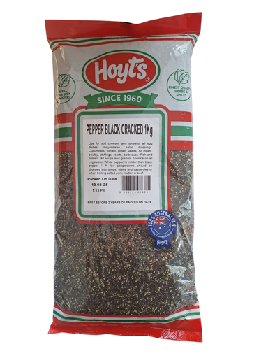 [HTPEPCRA1KG-UC12] Hoyts- Pepper Black Cracked 1kg