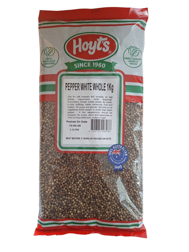 [HTPEPWHWHI1KG-UC12] Hoyts- Pepper White Whole 1kg