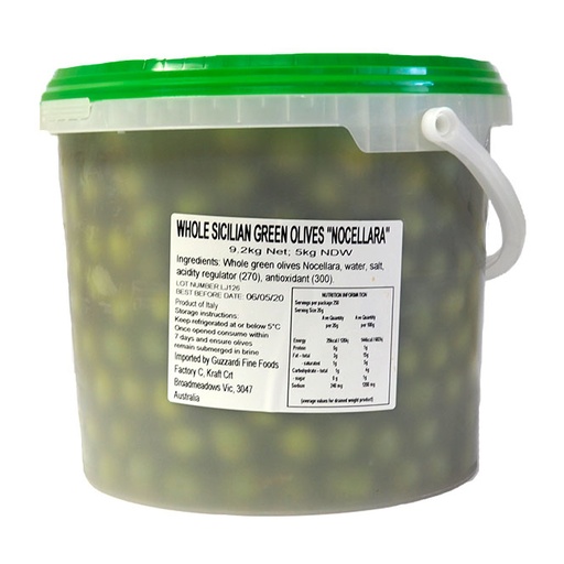 [SAPOLIGRESICWHO5-UC2] Sapore - Olives Green Sicilian Whole 5kg