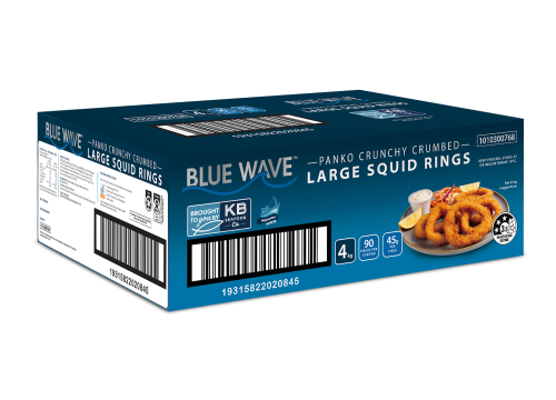 [BWSQUPAN4KG-B] Blue Wave Panko Crunchy Crumbed Large Squid Rings 4kg