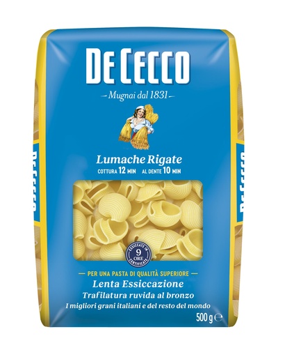 [DECPAS0043-B] De Cecco LUMACHE RIGATE 12 x 500g (QSX0043)