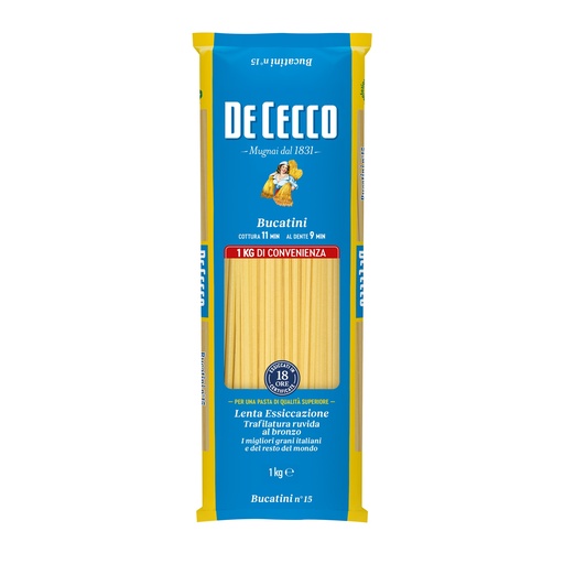 [DECPAS4015-B] De Cecco BUCATINI 12 x 1Kg (QSX4015)