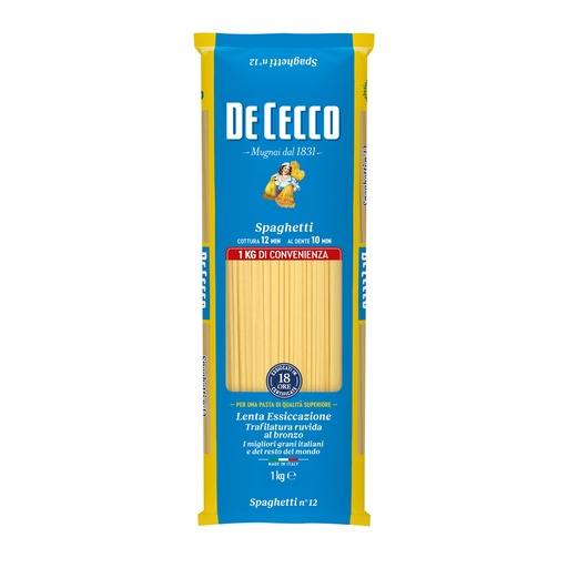 [DECPASF012-B] De Cecco SPAGHETTI 12 x 1Kg (QSXF012)