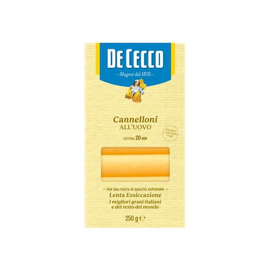 [DECPAS2100-B] De Cecco CANNELLONI ALL'UOVO. 3 12 x 250g (0UD2100)