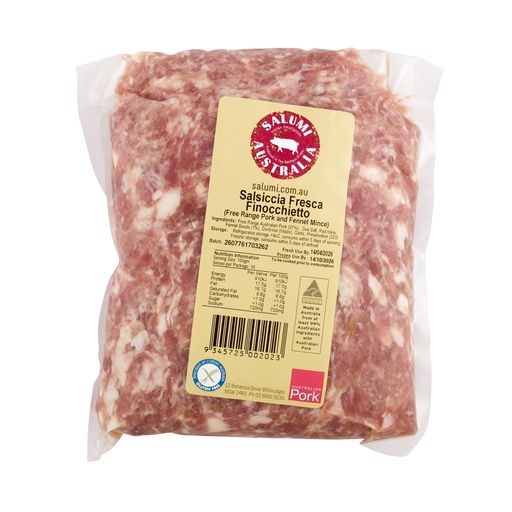 [SALU10002-KC15] Salumi- Salsiccia Fresca Finocchietto - Free Range Pork & Fennel Mince 1kg pack