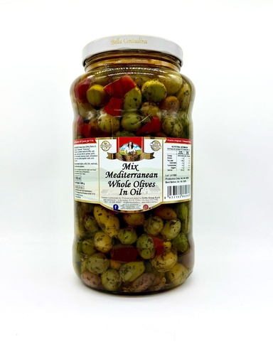 [BCOLMIX3100-UC2] Bella Contadina- Olives Mixed Whole in Oil 3100ml