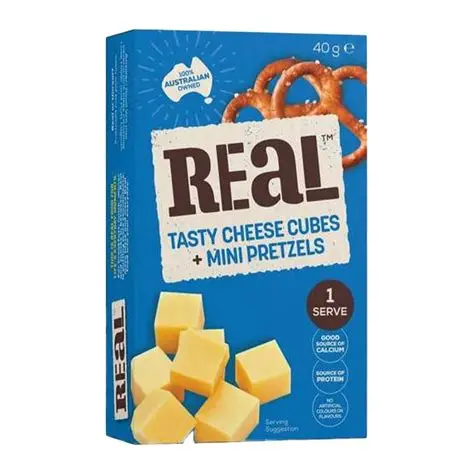 [REACHEPRE-B] Real Dairy- Tasty Cheese Cubes & Mini Pretzels 8 x 40gm 