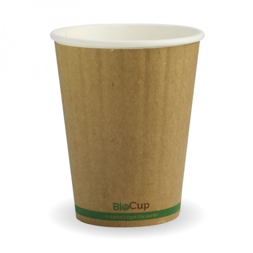 [BIOPAK_BCC12OZ-B] 12oz Kraft Green Stripe Single Wall Biocup (1000)